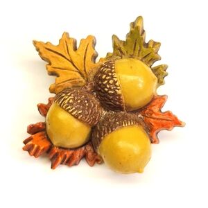 Autumn Acorn and Leaf Brooch